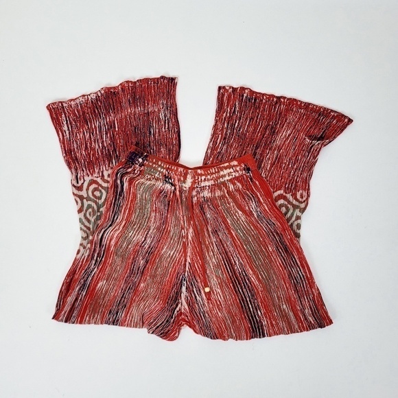 Rayon Abstract Lounge Pants High Rise Flare Bell Bottom Festival Comfy - Picture 6 of 11